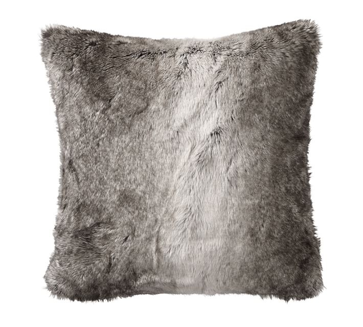Faux Fur Pillow Cover - 18" x 18" - Grey Ombre - No Insert - Image 0