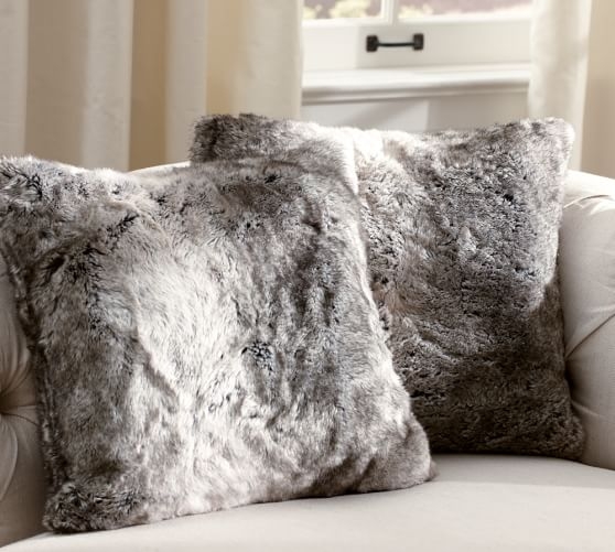 Faux Fur Pillow Cover - 18" x 18" - Grey Ombre - No Insert - Image 3