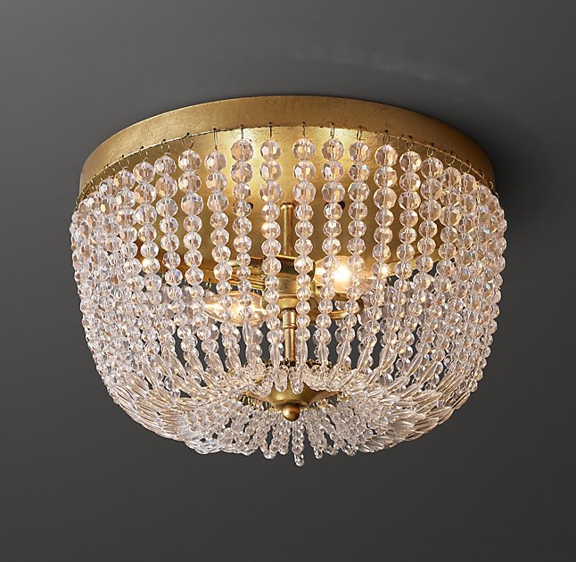 DAUPHINE CRYSTAL FLUSHMOUNT - ANTIQUED GOLD - Image 1