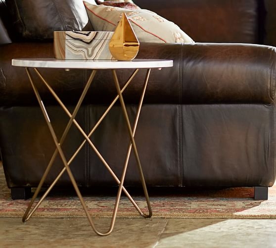 DARCY MARBLE-TOP ACCENT SIDE TABLE - Image 1
