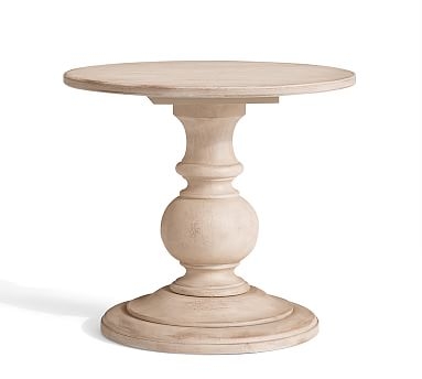 Dawson Wood Pedestal Side Table, Weathered White - Image 0
