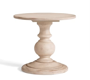 Dawson Wood Pedestal Side Table, Weathered White - Image 1
