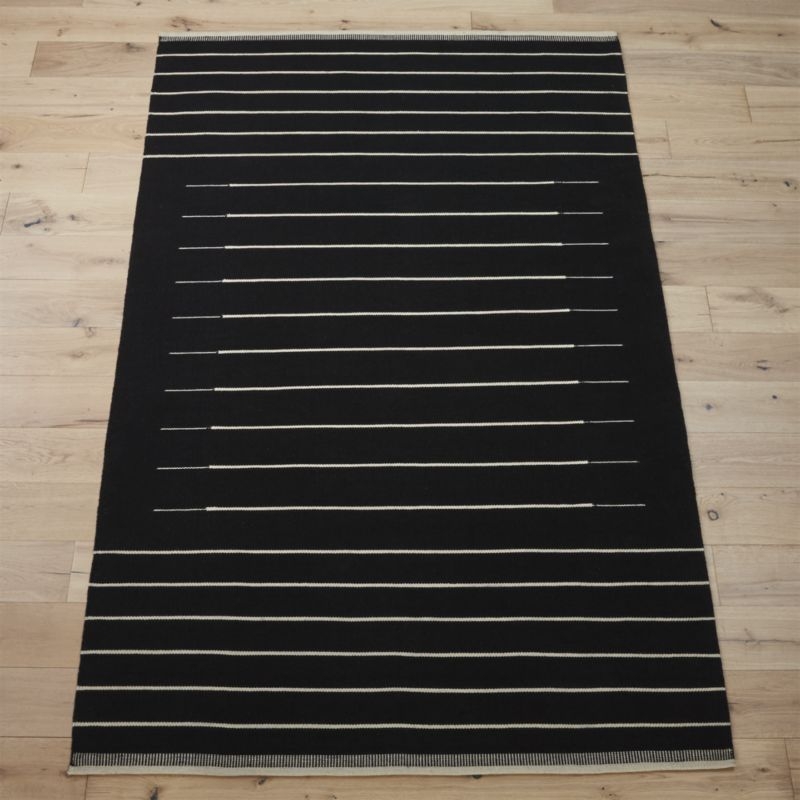 black with white stripe rug 6'x9' - Image 1