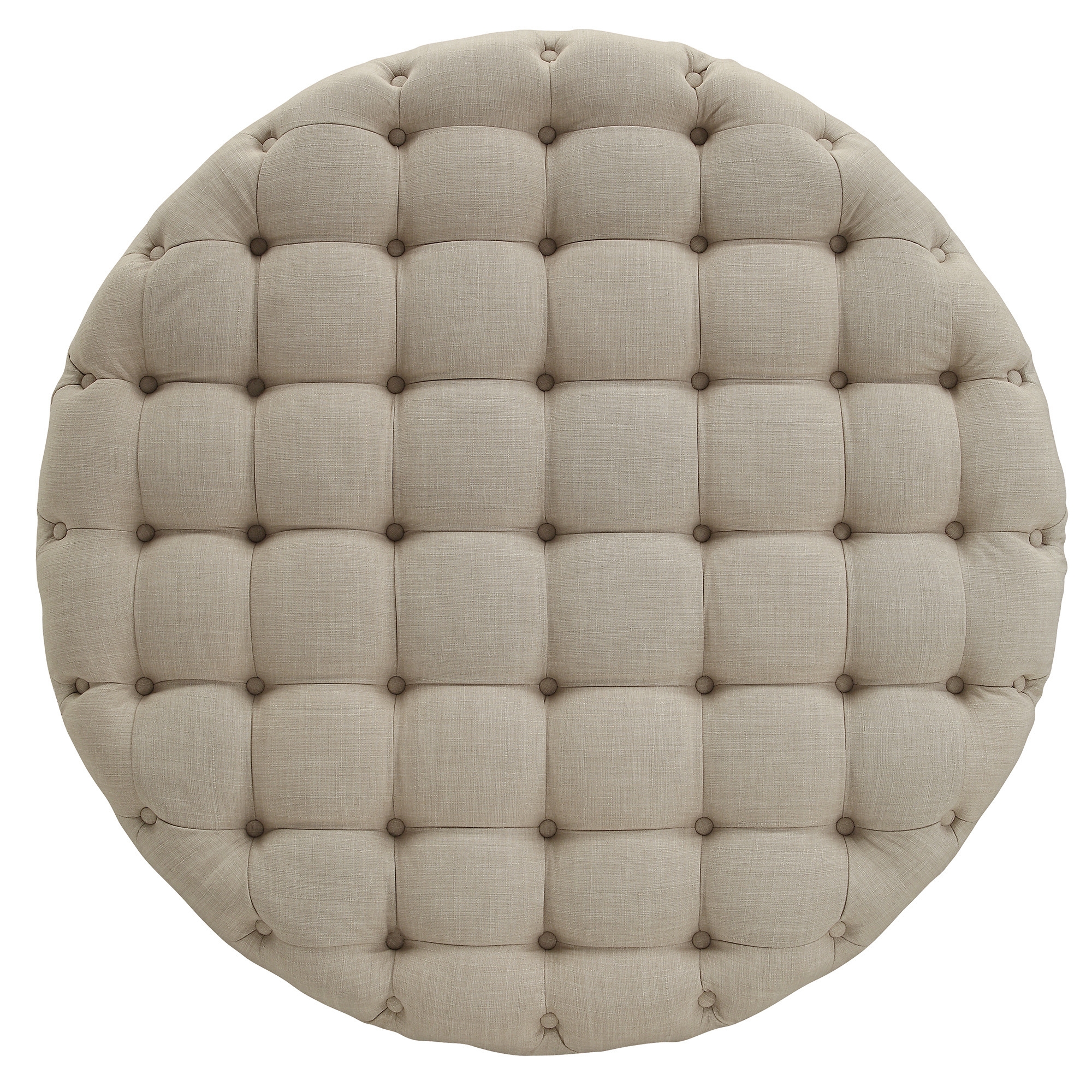 Bourges Round Tufted Cocktail Ottoman - Beige - Image 1