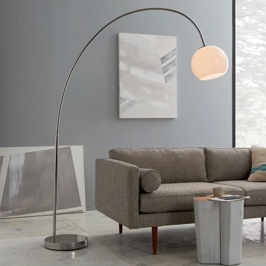 Overarching Acrylic Shade Floor Lamp - Polished Nickel/White - Image 1