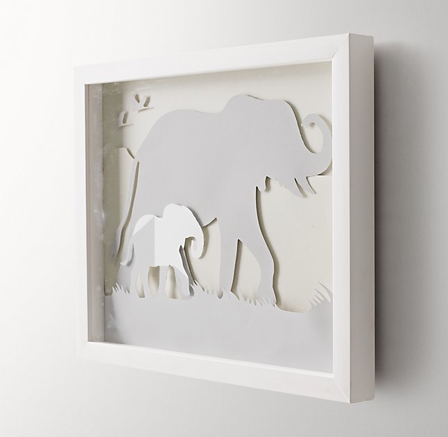 Animal Silhouette Art - Elephant -  15" x 12¼" - White Frame - Image 1