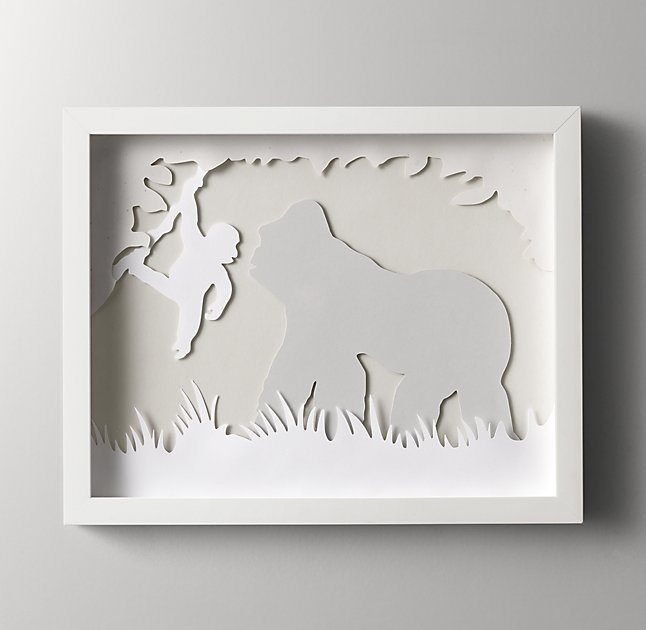 Animal Silhouette Art - Gorilla - 15"W x 12¼"H - White Frame - No Mat - Image 0