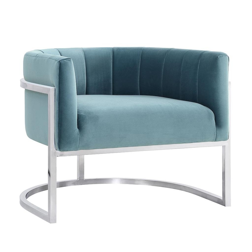 Magnolia Sea Blue Chair with Silver Base - Image 0
