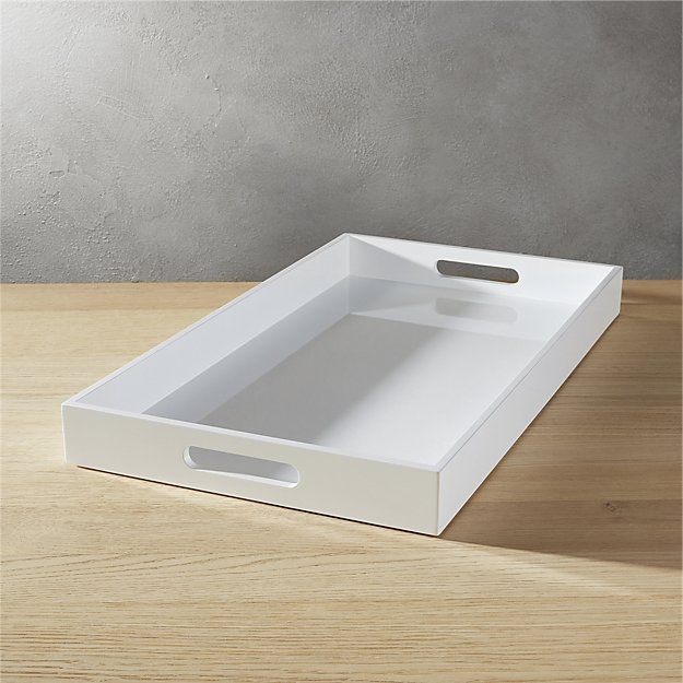 Hi-gloss rectangular white tray - Image 1