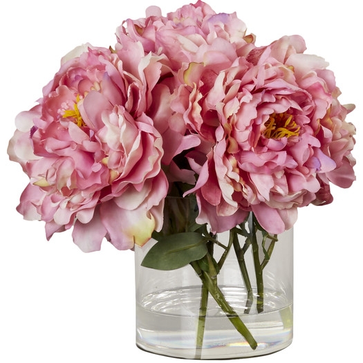 Scollfyld Pink Peony in Acrylic Water Glass Vase - Image 0