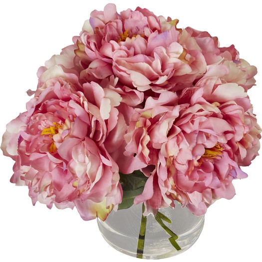 Scollfyld Pink Peony in Acrylic Water Glass Vase - Image 1