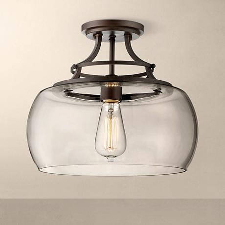 Charleston Bronze 13 1/2" Wide Clear Glass Ceiling Light - Image 1