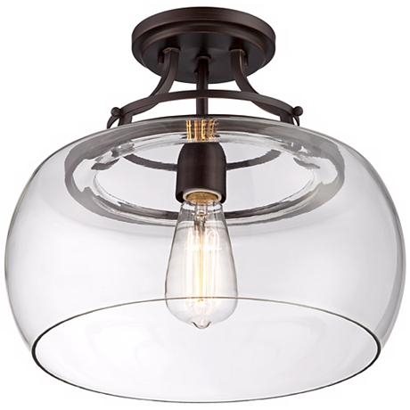 Charleston Bronze 13 1/2" Wide Clear Glass Ceiling Light - Image 3