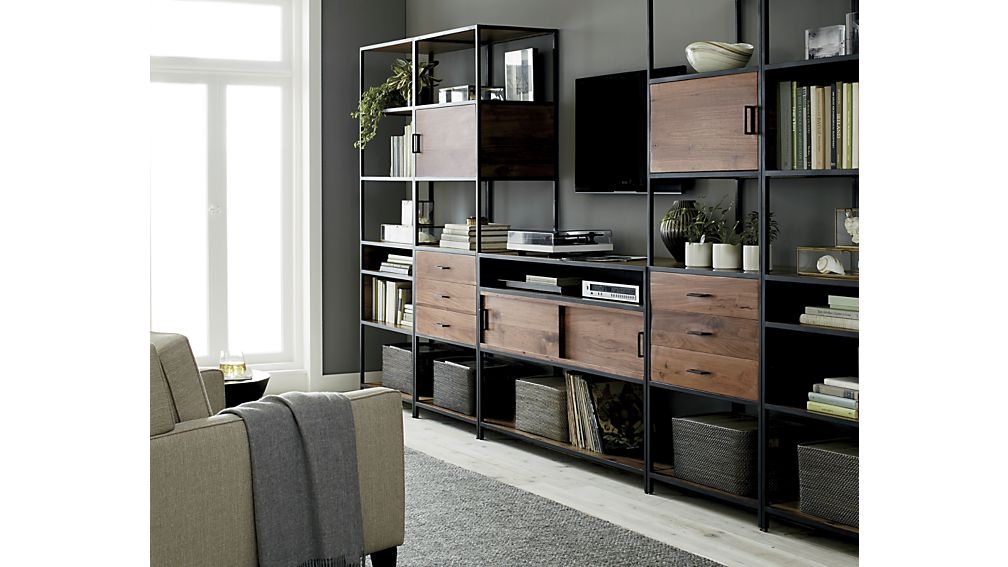 Knox Media Console with 2 Tall Storage Bookcases - Image 2