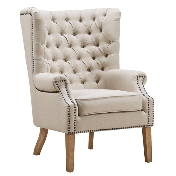 Kaitlyn Beige Linen Wing Chair - Image 0