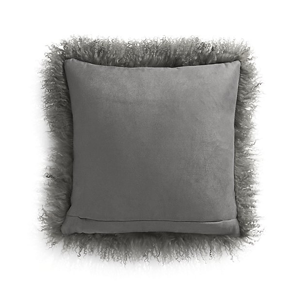 Pelliccia Silver Grey 16" Pillow with Down-Alternative Insert - Image 1