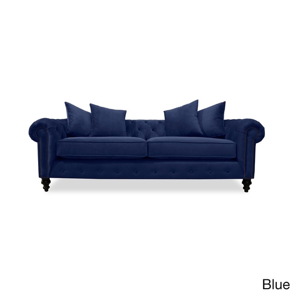 Patrick Chesterfield European Velvet Button-tufted Sofa-Blue 72" - Image 0