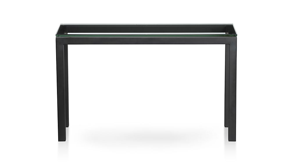 Parsons Dark Steel Console Table with Glass Top - Image 0