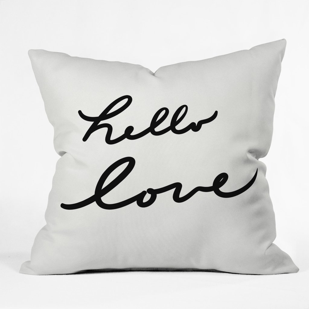 HELLO LOVE ON WHITE Throw Pillow - 16" x 16" - Indoor - With Insert - Image 0