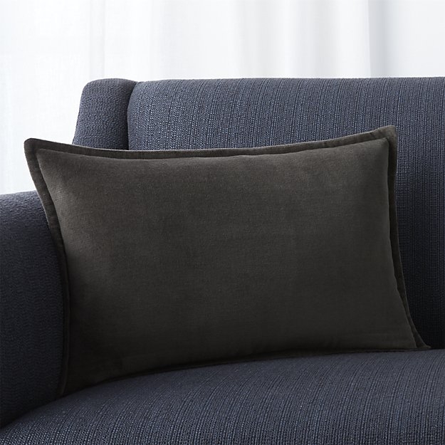 Brenner Grey 18"x12" Pillow with Down-Alternative Insert - Image 0