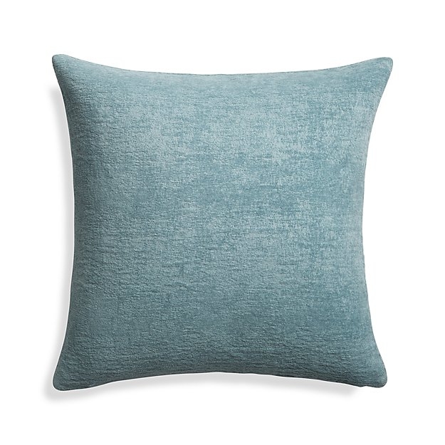 Roussel Blue Velvet 20" Pillow with Down-Alternative Insert - Image 0