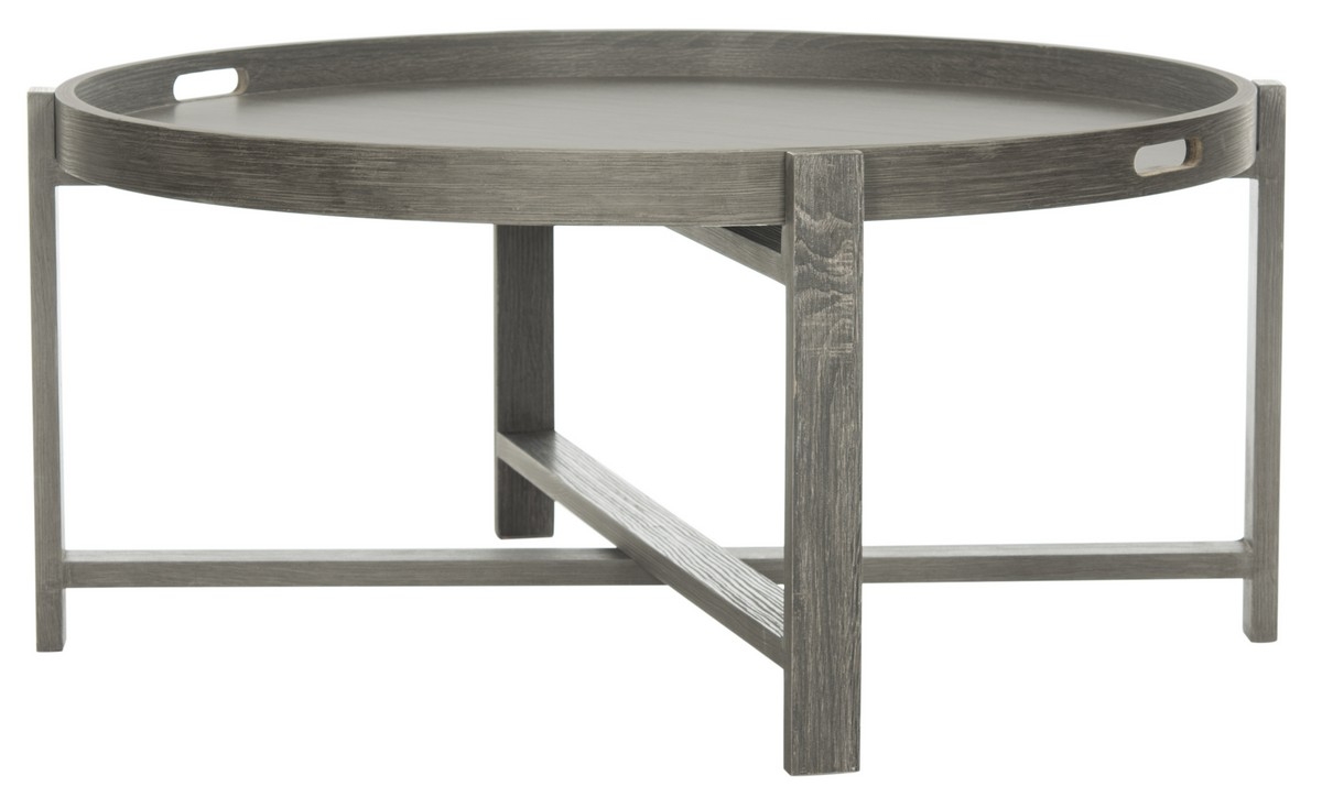 Cursten Retro Mid Century Wood Tray Top Coffee Table - Dark Grey - Arlo Home - Image 1