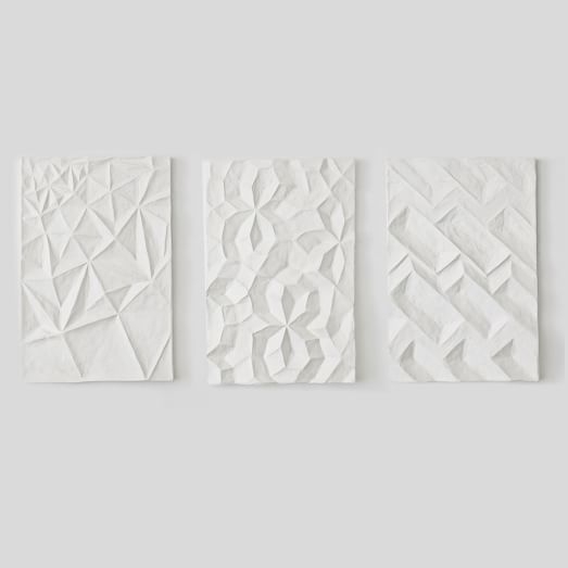 Papier Mache Wall Art - Geo Panel -Assorted Set of 3- 26"w x 5"d x 37"h- Unframed - Image 0