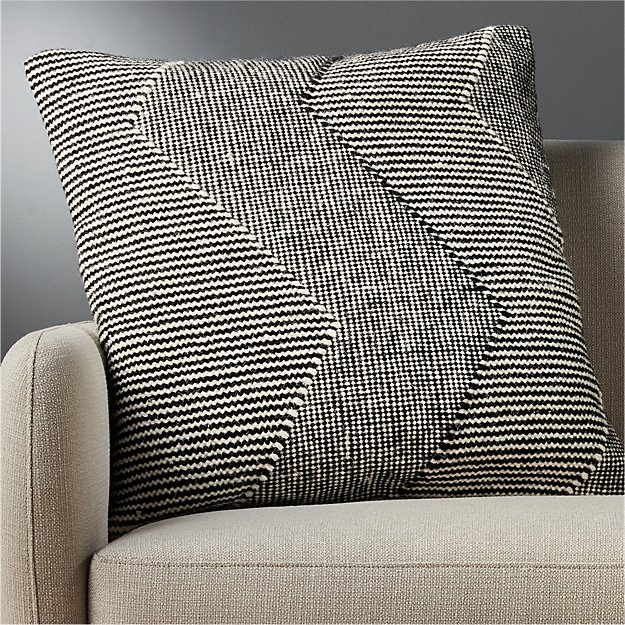 Bias 23" pillow with feather-down insert - Black/White - Image 3