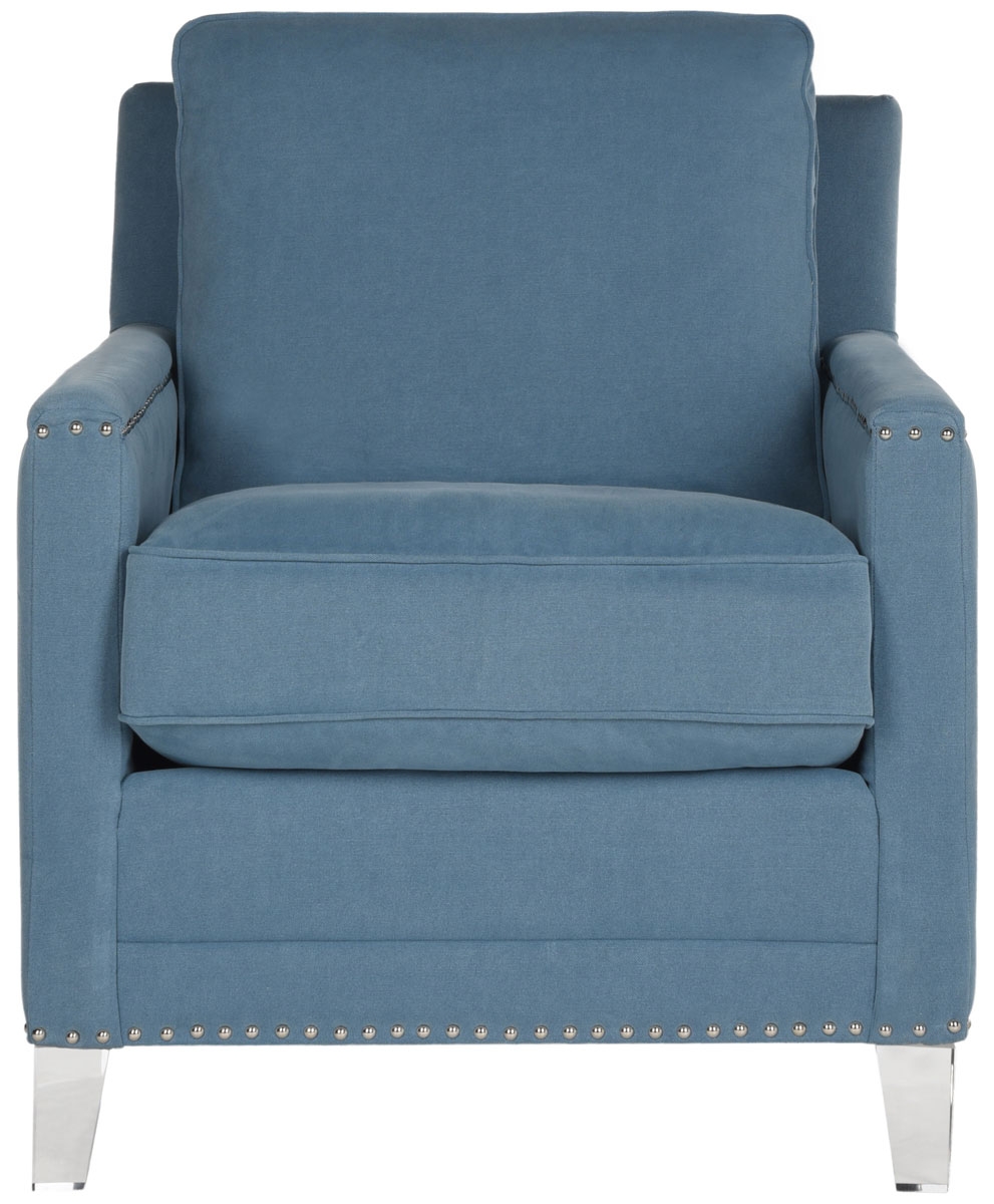 Hollywood Glam Acrylic Tufted Blue Club Chair W/ Silver Nail Heads - Blue/Clear - Safavieh - Image 0