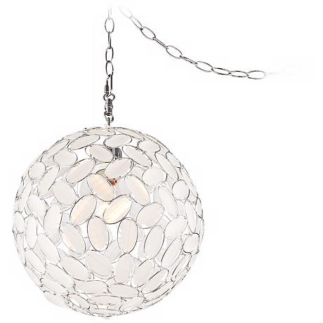Kaia Frosted Beads 12" Wide Chrome Plug-In Swag Pendant - Image 2