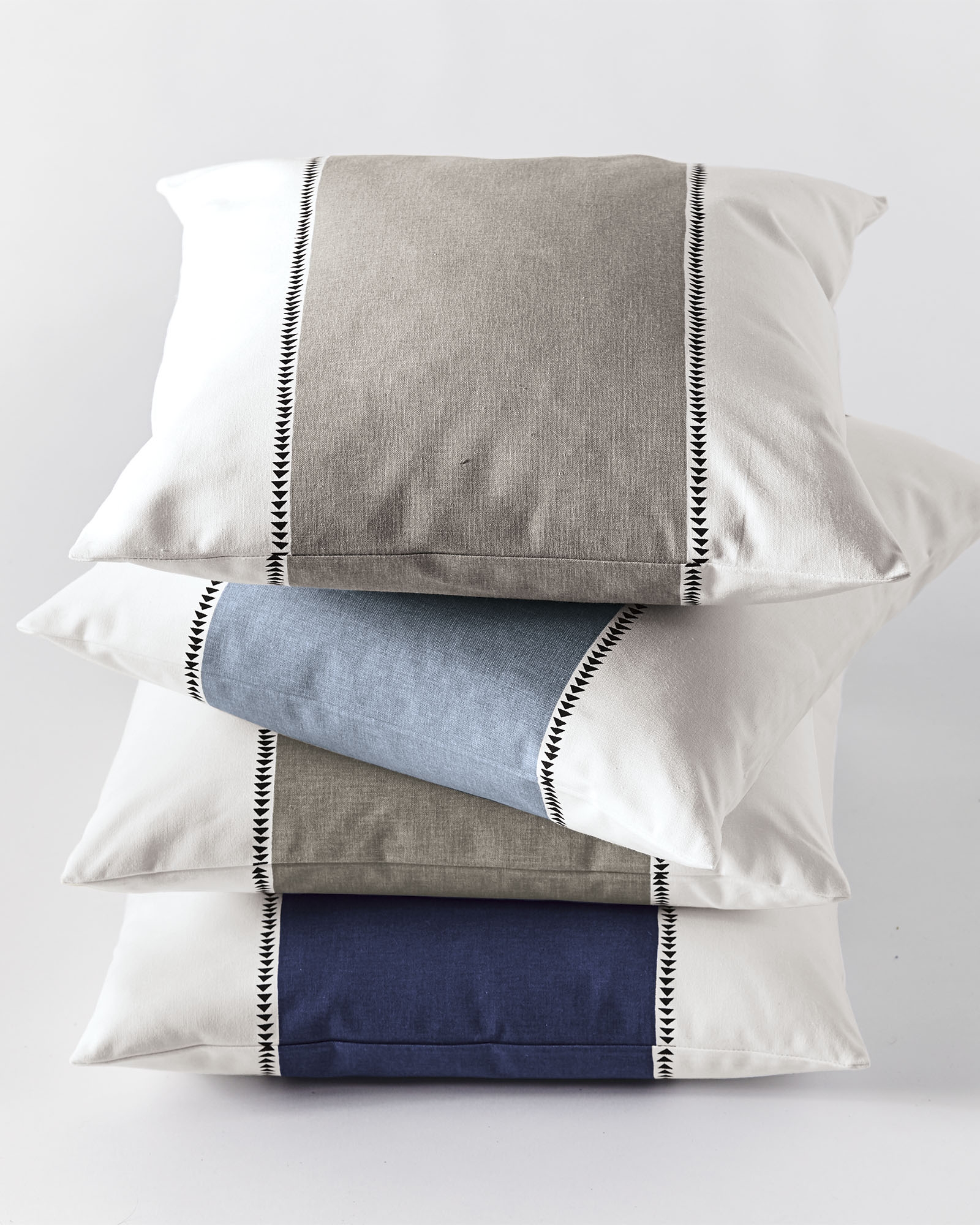 Racing Stripe Pillow Covers - Chambray - 20" x 20" - Insert Not Included - Image 1