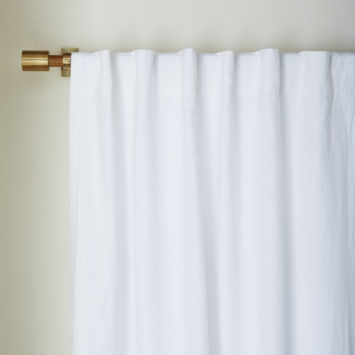 Belgian Flax Linen Curtain - White - Blackout Lining- 96" - Image 1