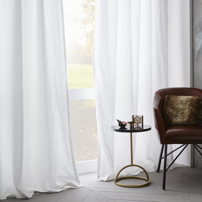 Belgian Flax Linen Curtain - White - Blackout Lining- 96" - Image 3