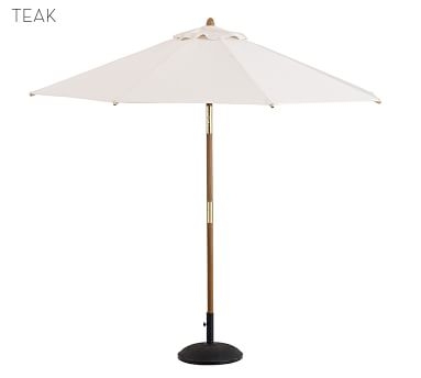 Premium 9' Round Umbrella with Teak Tilt Pole, Sunbrella(R) Natural - Image 1