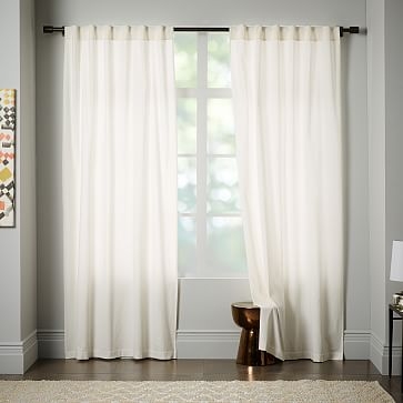 Velvet Pole Pocket Curtain, Set of 2, Ivory, 48"x96" - Image 0