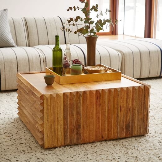 Steven Alan Carved Wood Coffee Table - Image 5
