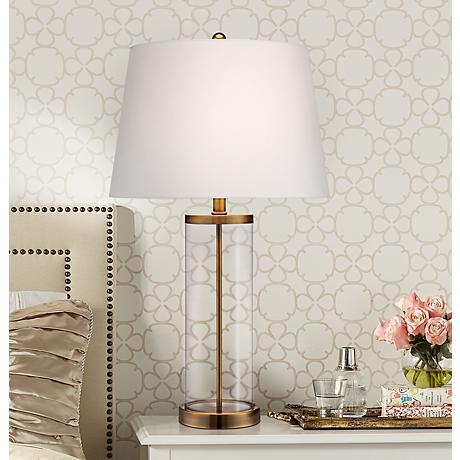Glass and Gold Cylinder Fillable Table Lamp - Image 1