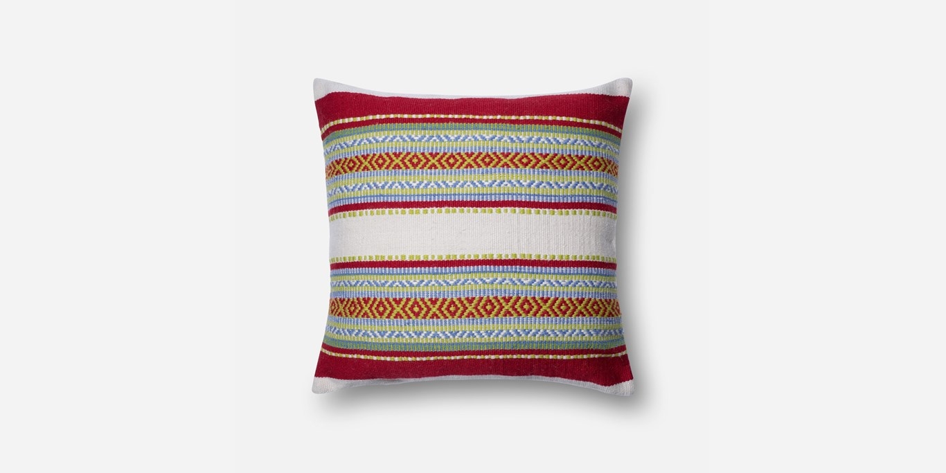 Loloi Pillows P0213 Red / Multi 22" x 22" Cover w/Poly - Image 0