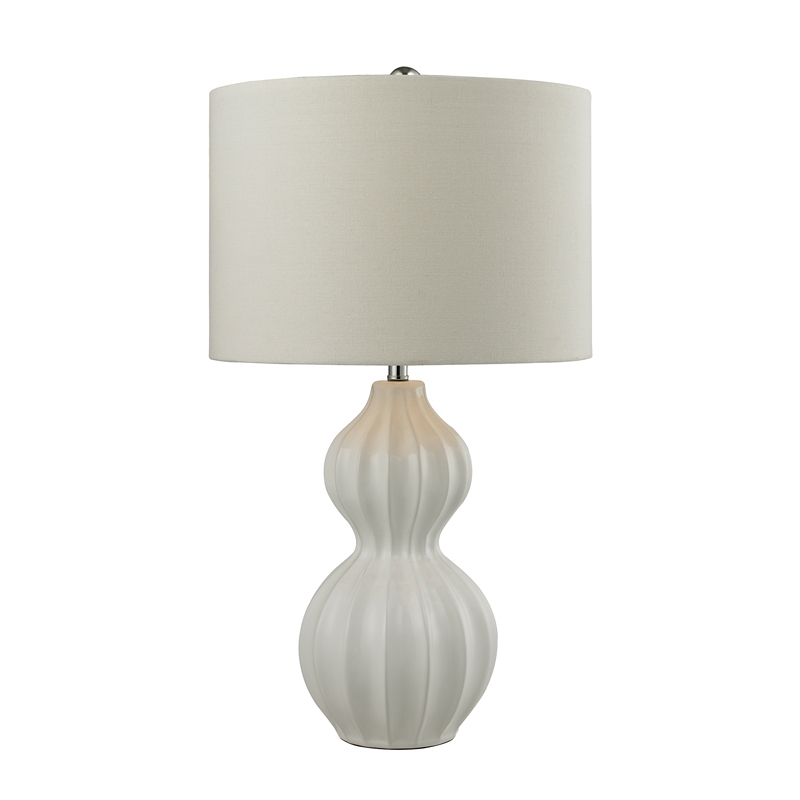 Gloss White Ribbed Gourd Lamp - Image 0