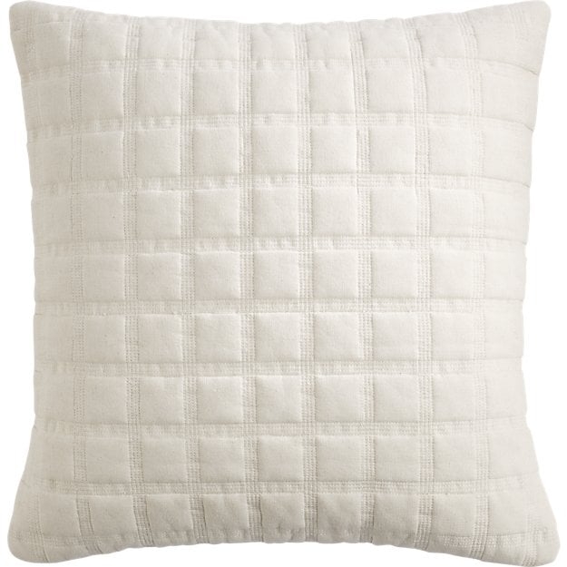 Quadro quilted natural 18" pillow with feather-down insert - Image 0