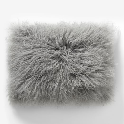 Mongolian Lamb Pillow Cover - Platinum - 12"x16" -  Insert sold separately - Image 0