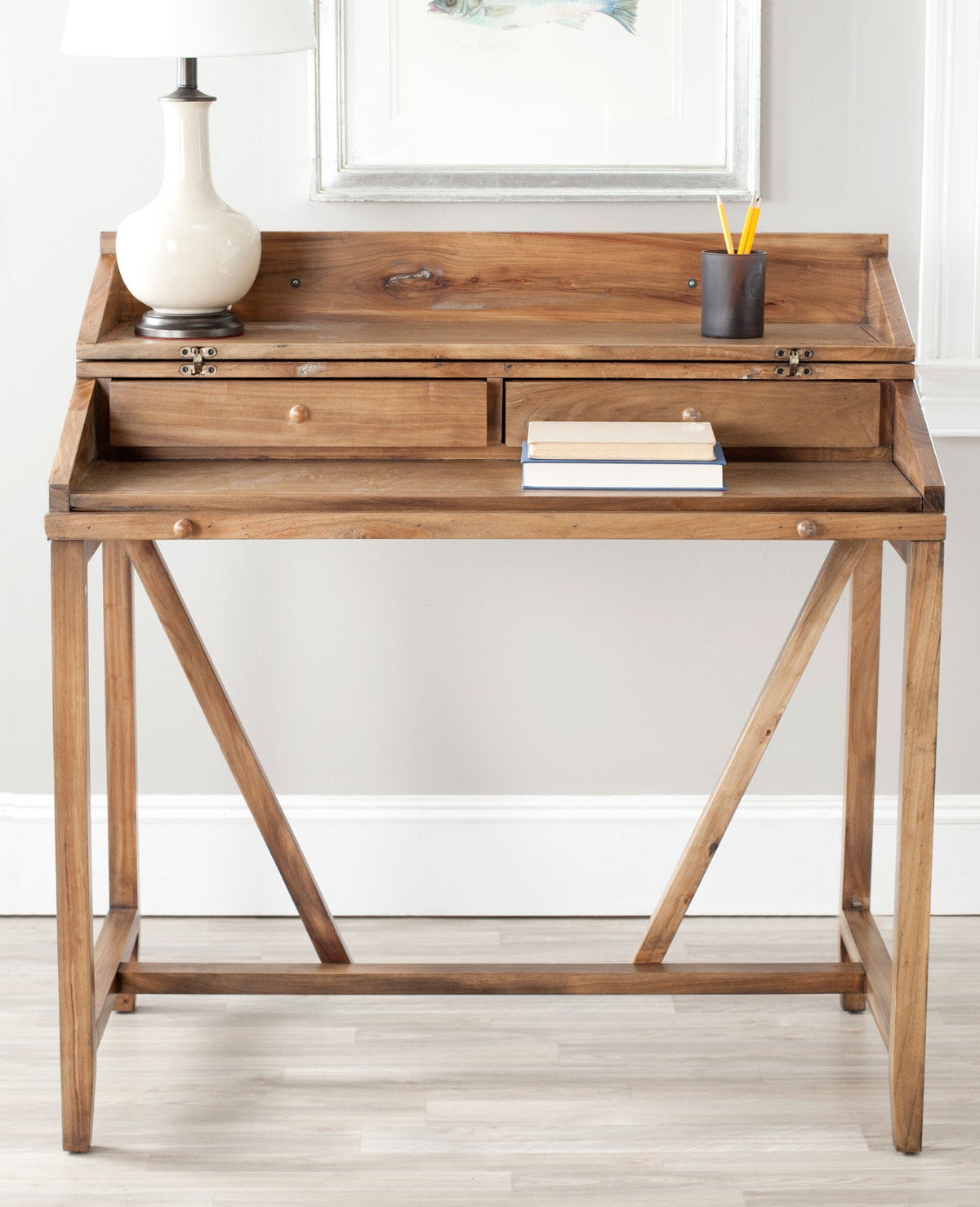 Wyatt Writing Desk W/Pull Out - Oak - Arlo Home - Image 4