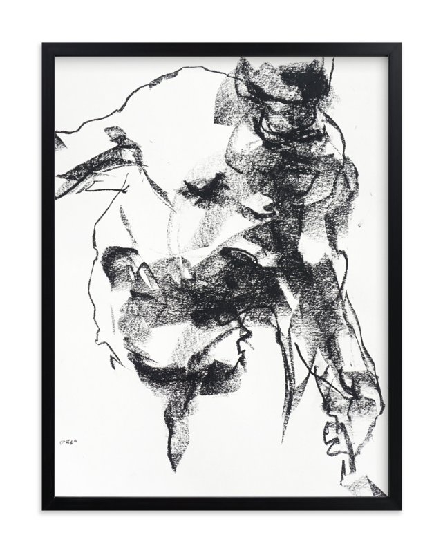 Drawing 264 - Gesturing Man - 18" x 24" - Rich Black Wood Frame - No Mat - Image 0