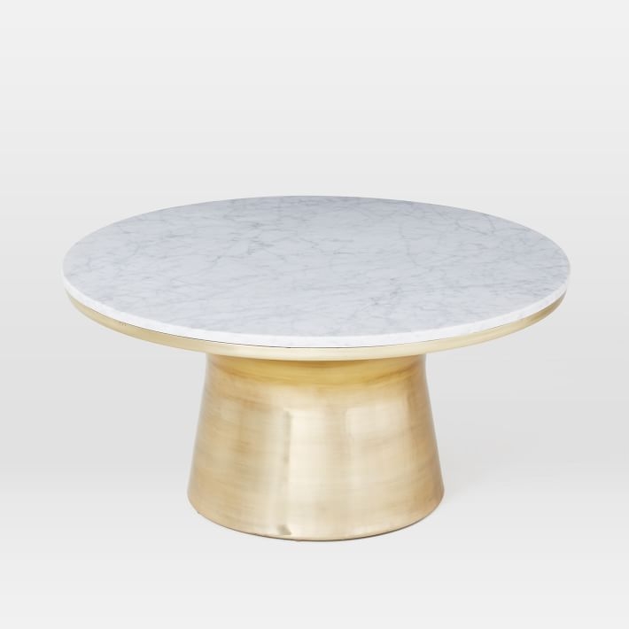 Marble-Topped Pedestal Coffee Table - Image 0