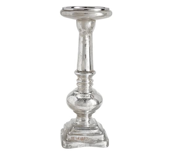 Antique Mercury Glass Pillar Holder, Large - Image 0