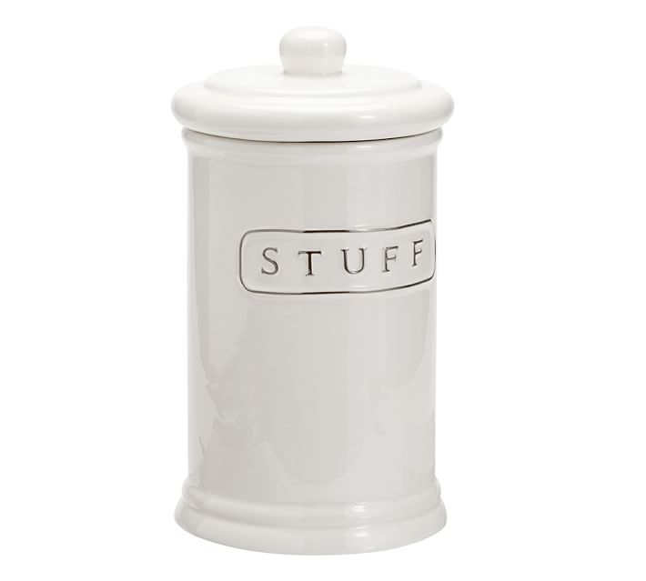 Ceramic Text Bath Accessories - Large Canister - Image 0