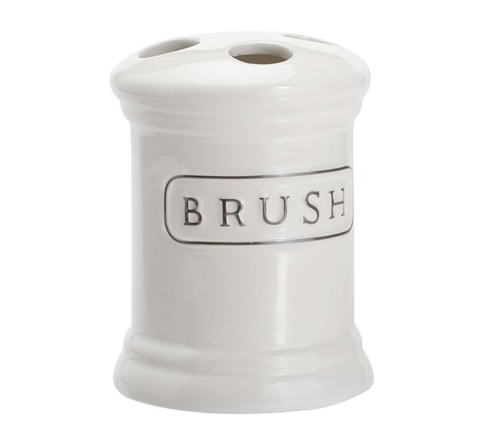 Ceramic Text Bath Accessories - Toothbrush Holder - Image 0
