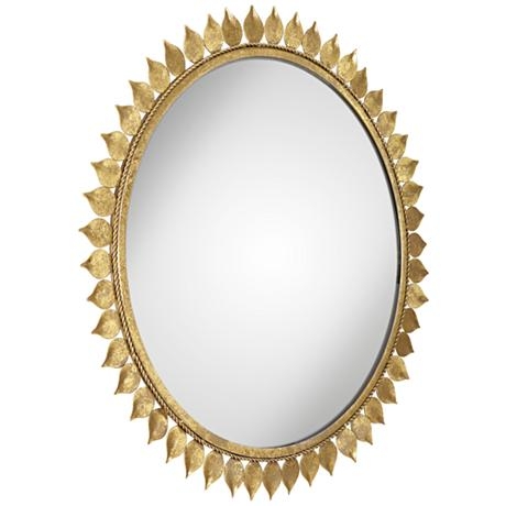 Malisana Antique Gold Leaf 27" Round Wall Mirror - Image 1