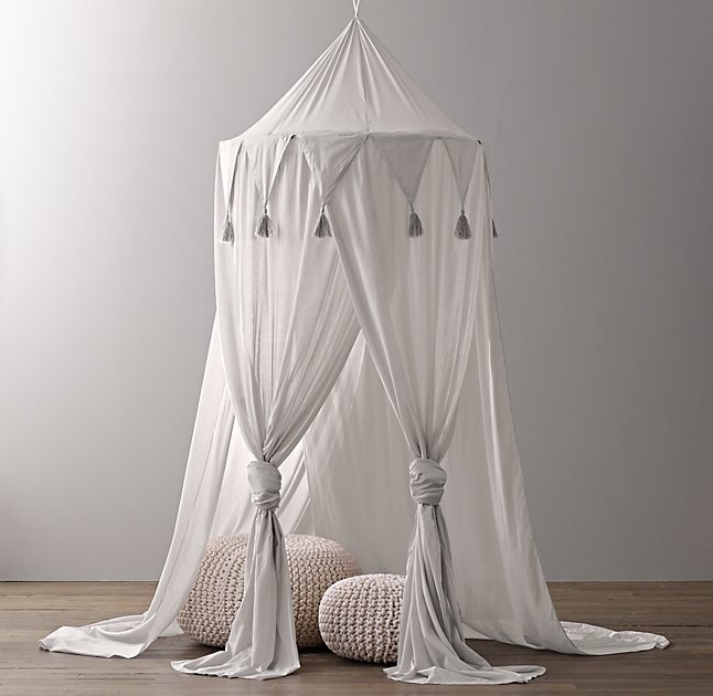 COTTON VOILE PLAY CANOPY - GREY - Image 0