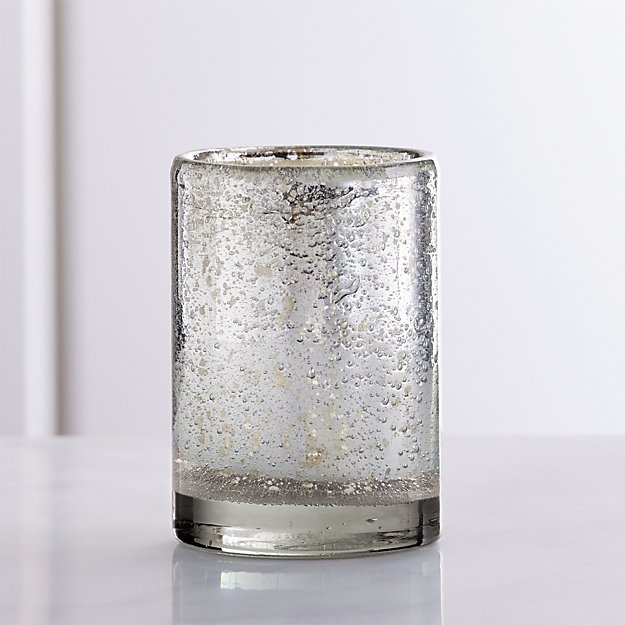 Bubbled Silver Glass Votive Candle Holder - Image 1